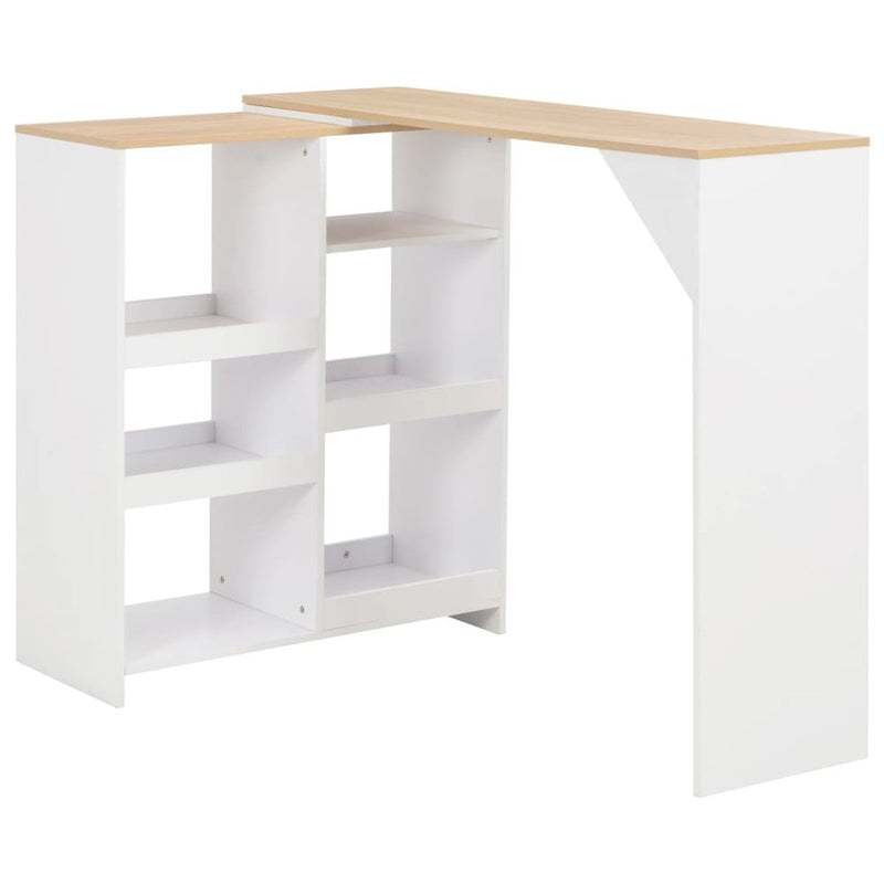 vidaXL Bar Table with Moveable Shelf White 54.33"x15.75"x47.24", 280225