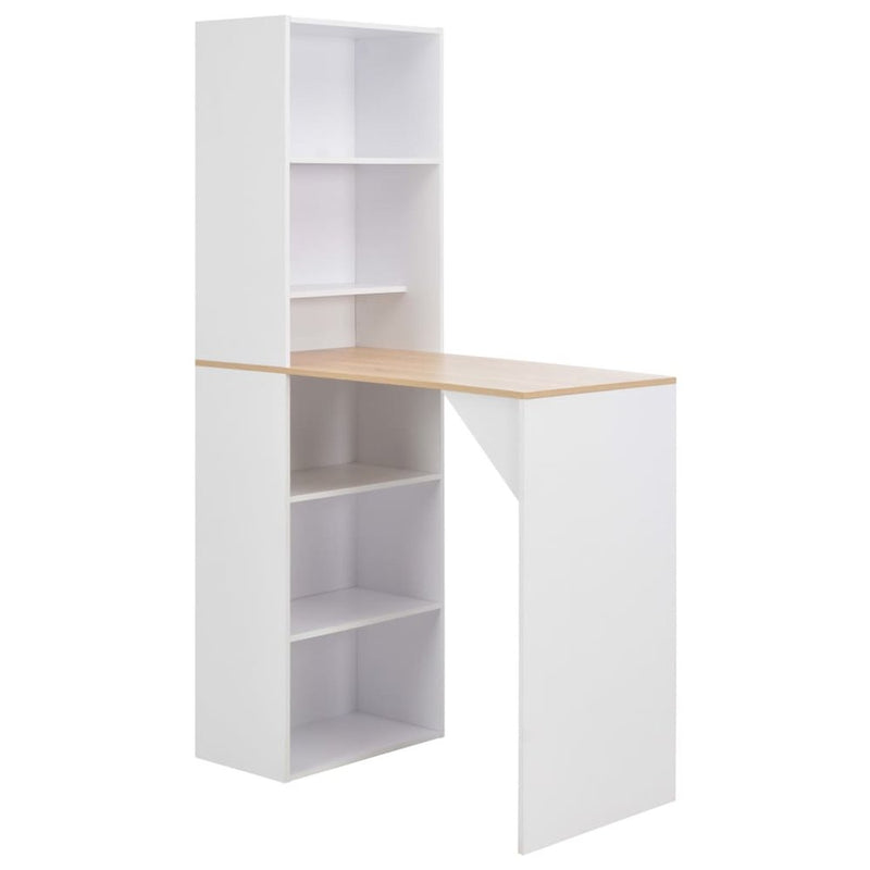 vidaXL Bar Table with Cabinet White 45.28"x23.23"x78.74", 280230