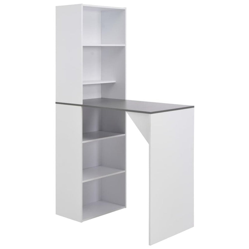 vidaXL Bar Table with Cabinet White 45.28"x23.23"x78.74", 280231