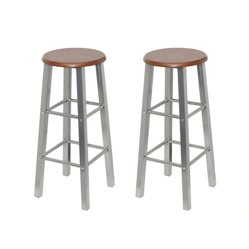 vidaXL Bar Stools 2 pcs Metal with MDF Seat, 60562