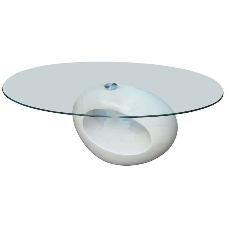 vidaXL Coffee Table with Oval Glass Top High Gloss White, 240318