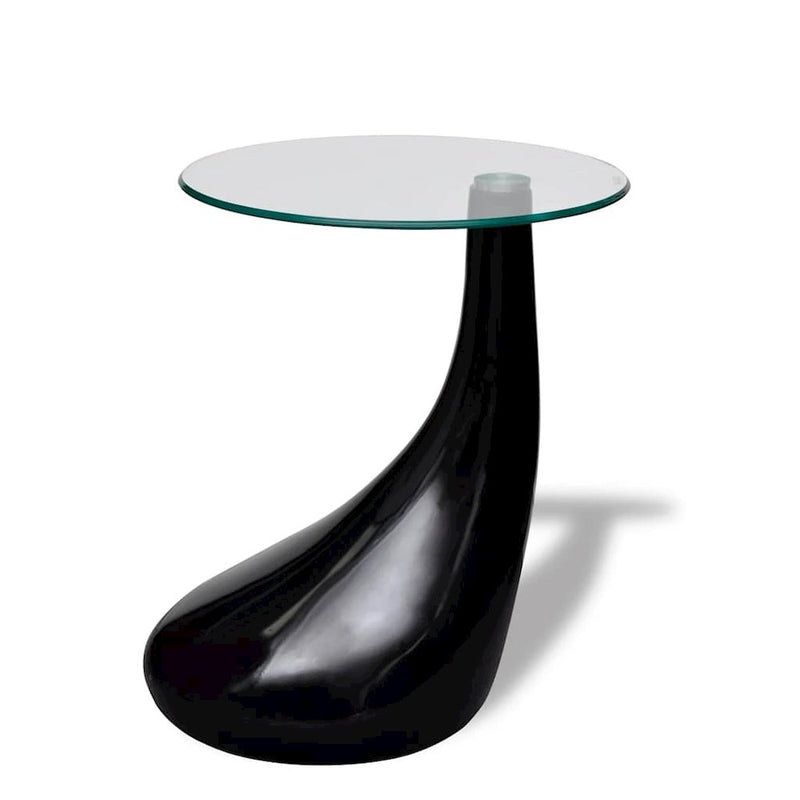 vidaXL Coffee Table with Round Glass Top High Gloss Black, 240321