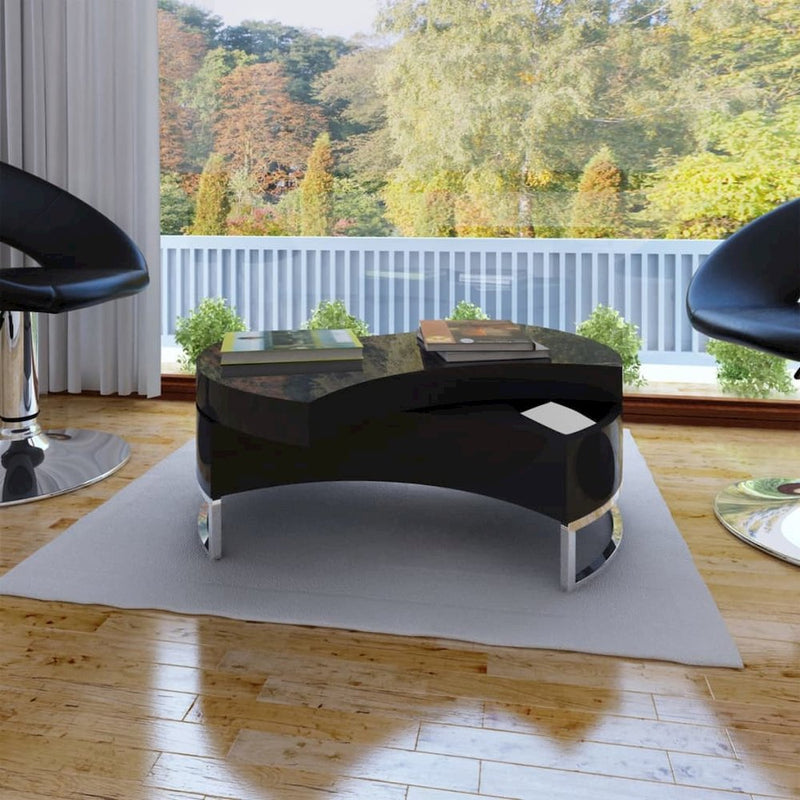 vidaXL Coffee Table Shape-Adjustable High Gloss Black, 240425