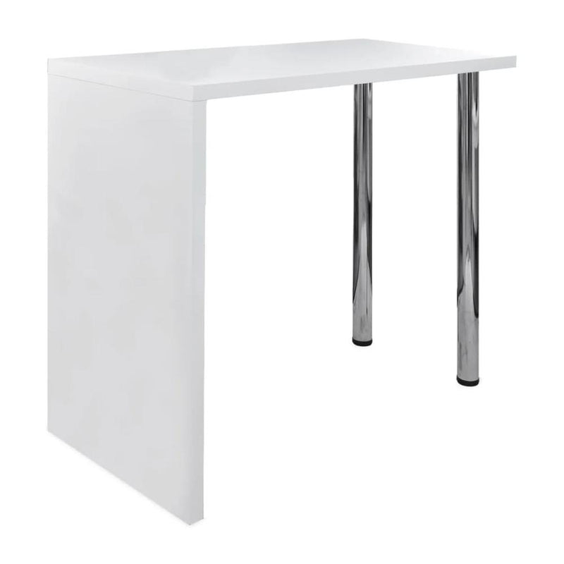 vidaXL Bar Table MDF with 2 Steel Legs High Gloss White, 240818