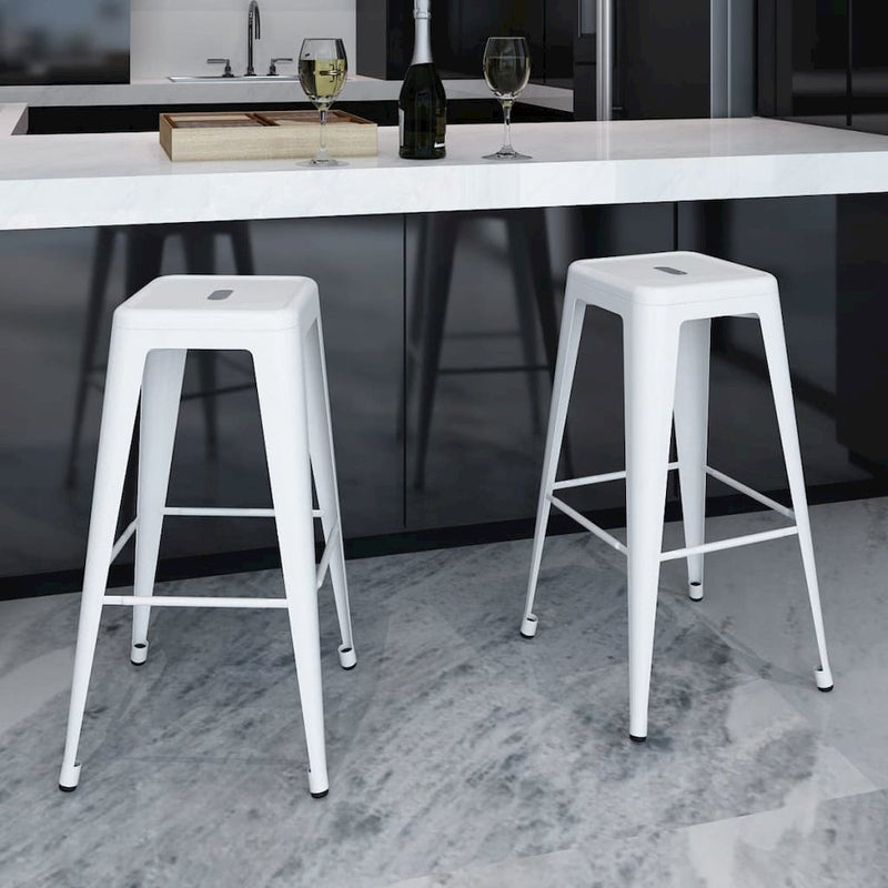 vidaXL Bar Stools 2 pcs White Steel, 240925