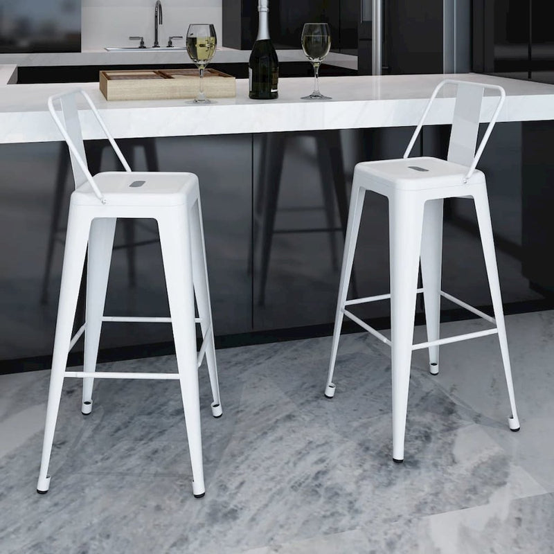 vidaXL Bar Stools 2 pcs White Steel, 240928