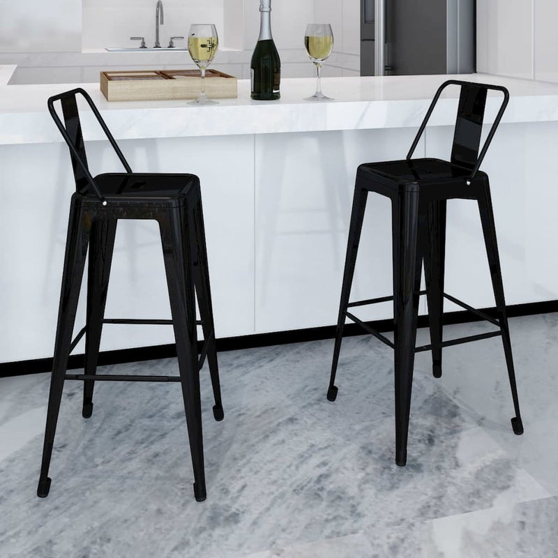 vidaXL Bar Stools 2 pcs Black Steel, 240929