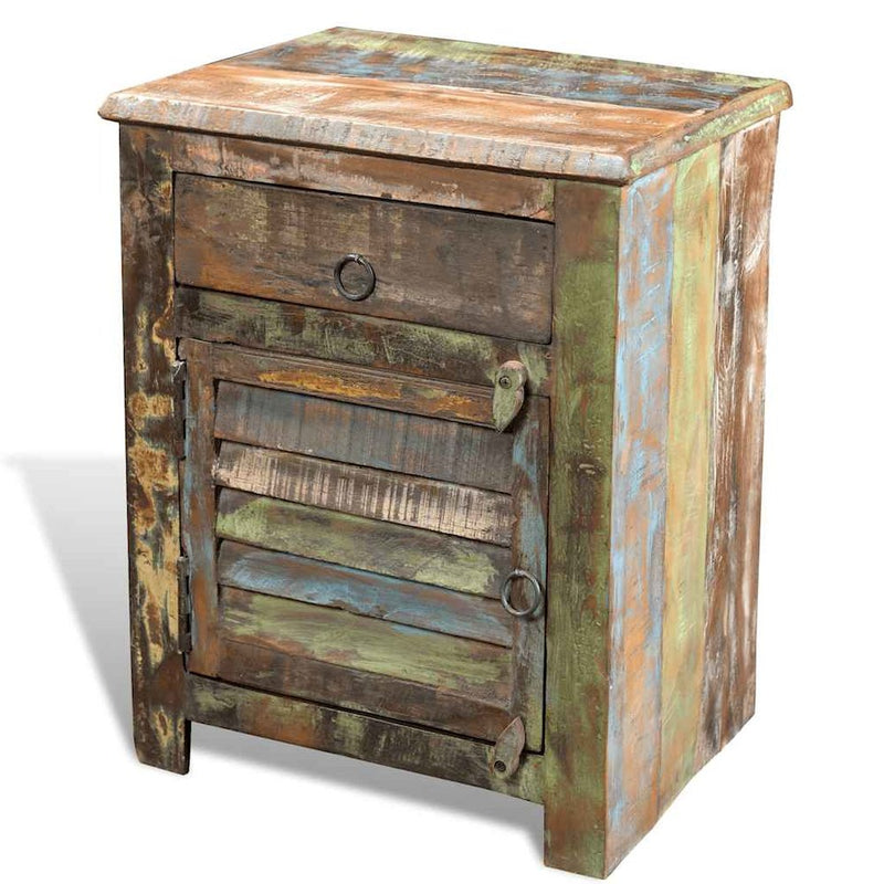 vidaXL End Table with 1 Drawer 1 Door Reclaimed Wood, 240950