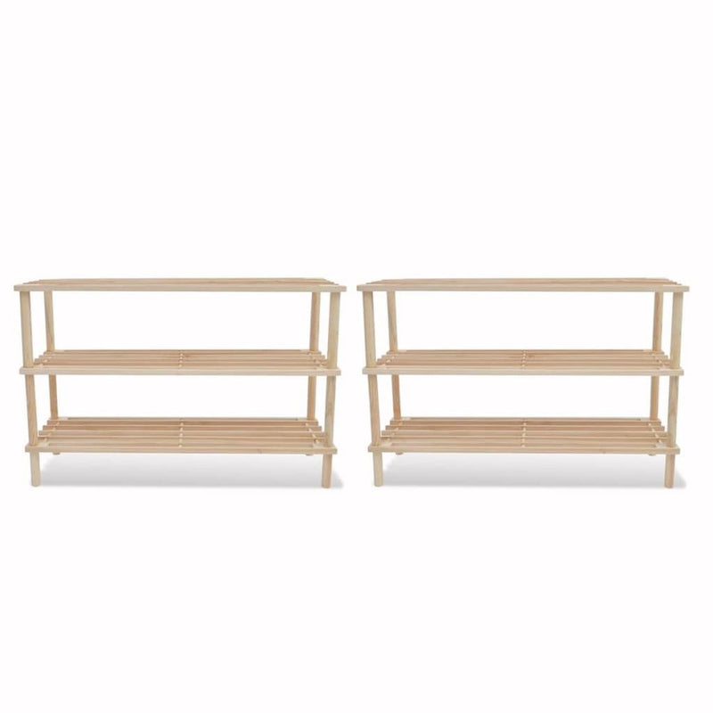 vidaXL 3-Tier Shoe Racks 2 pcs Solid Fir Wood, 241065