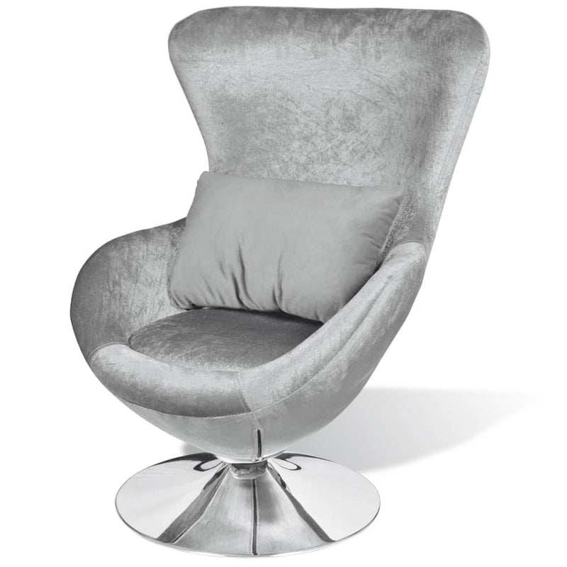 vidaXL Armchair with Egg Shape Silver, 241179