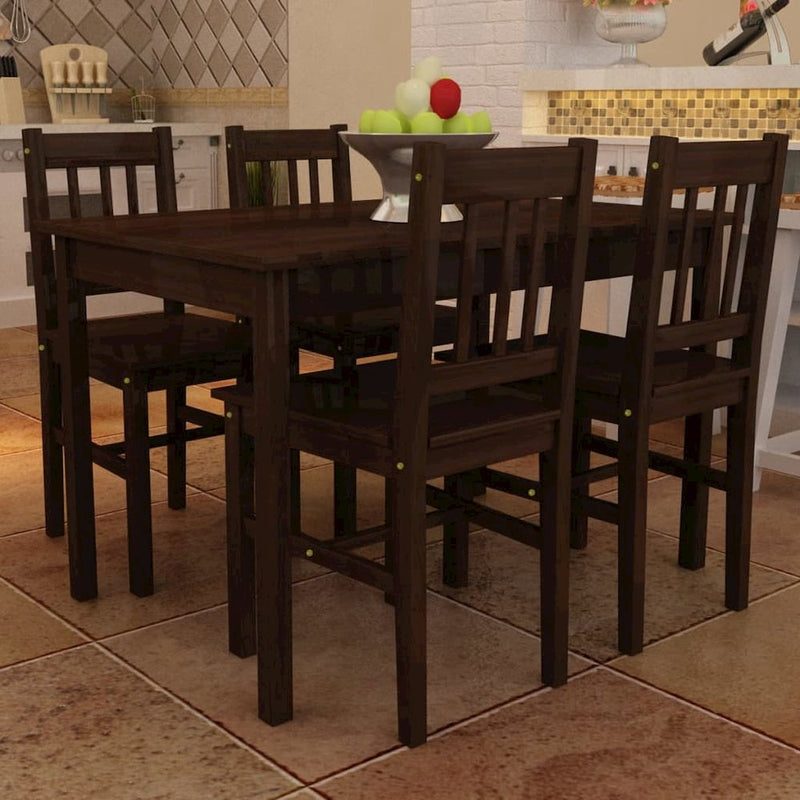 Wooden Dining Table with 4 Chairs Brown, 241221