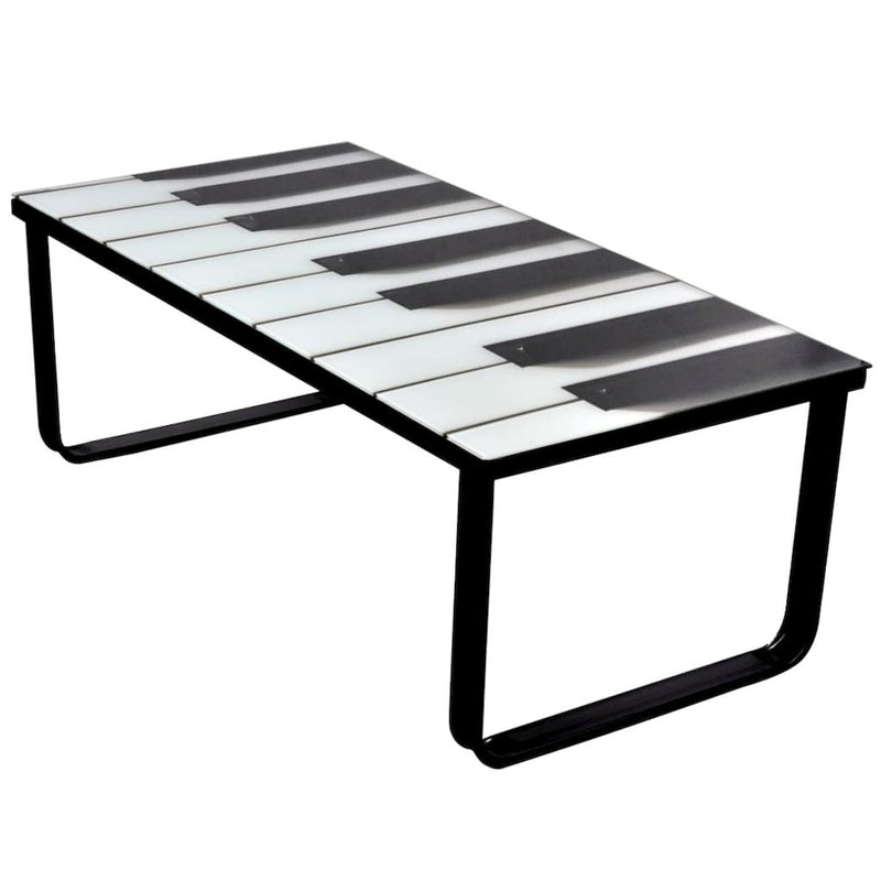 vidaXL Coffee Table with Piano Printing Glass Top, 241174