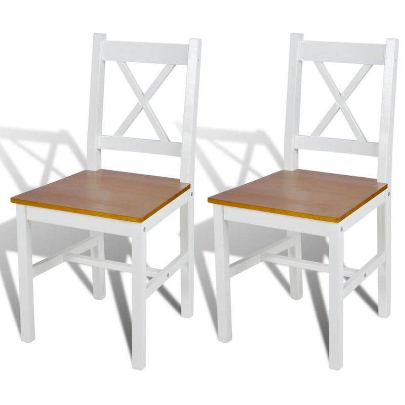 vidaXL Dining Chairs 2 pcs White Pinewood, 241512