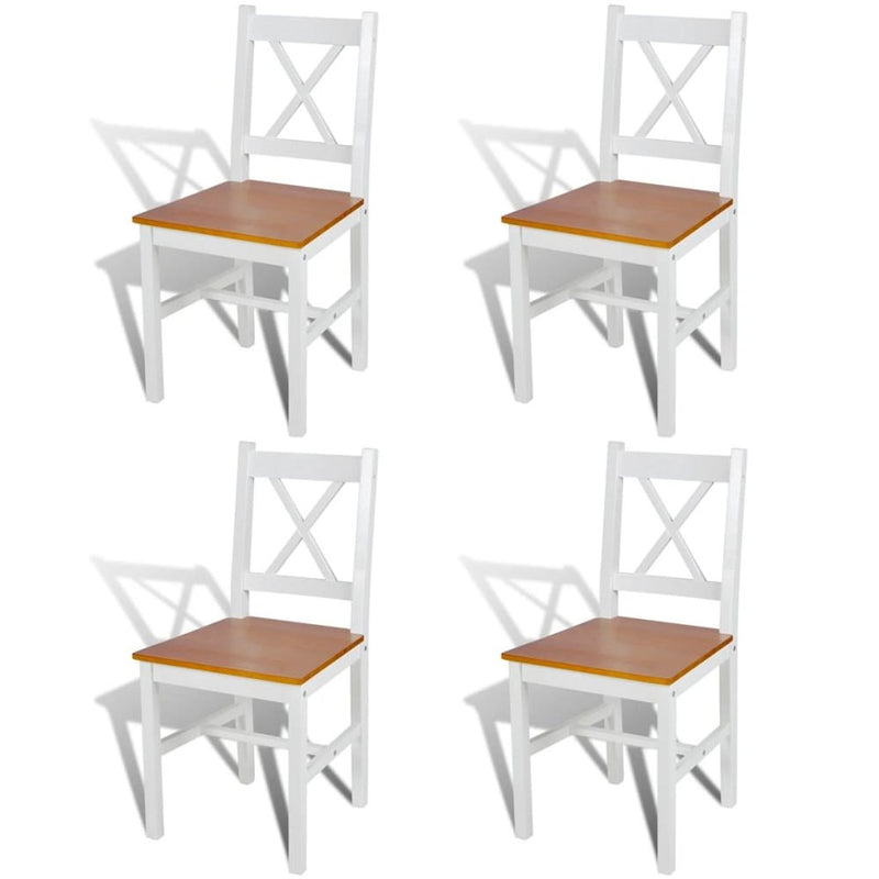 vidaXL Dining Chairs 4 pcs White Pinewood, 241513