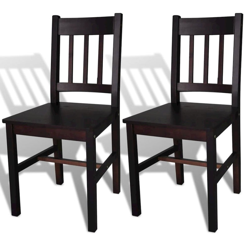 vidaXL Dining Chairs 2 pcs Dark Brown Pinewood, 241516