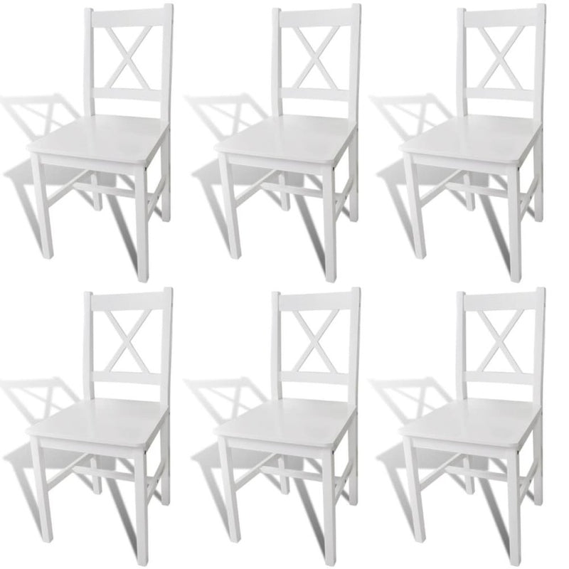 vidaXL Dining Chairs 6 pcs White Pinewood, 271496