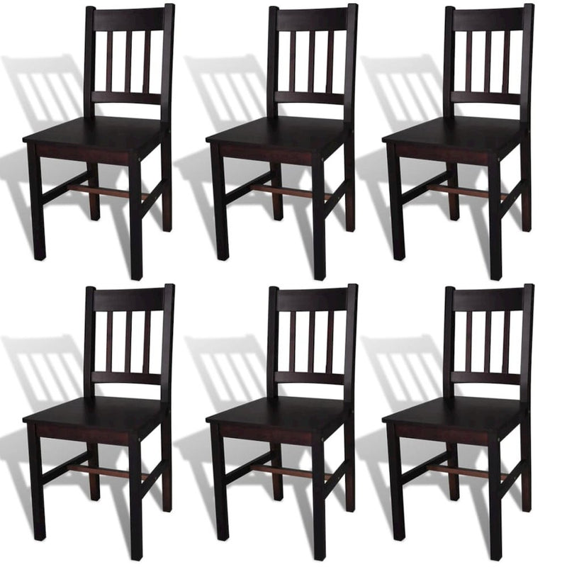 vidaXL Dining Chairs 6 pcs Dark Brown Pinewood, 271499