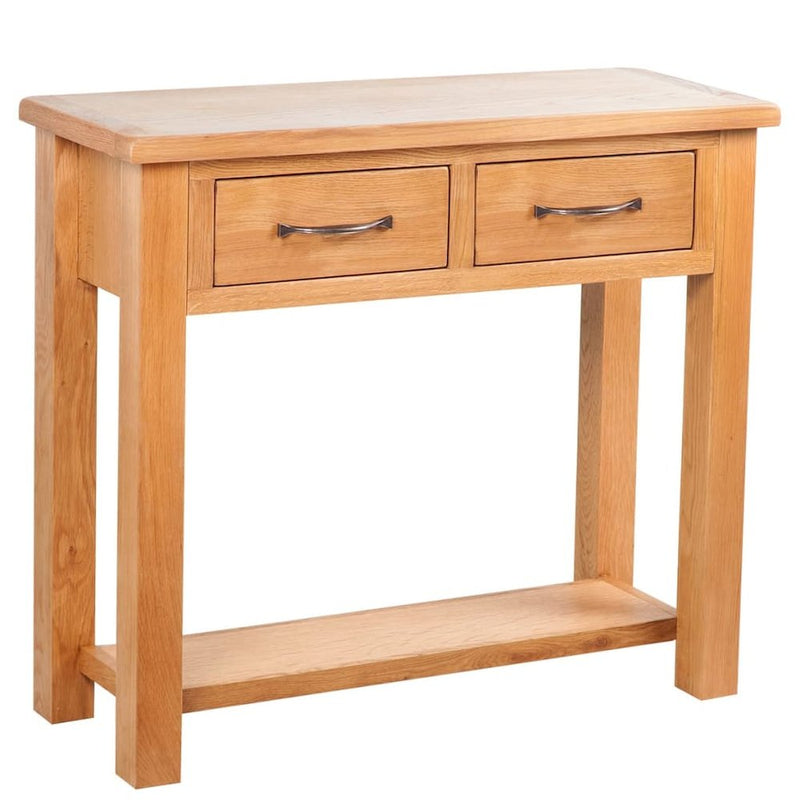 vidaXL Console Table with 2 Drawers Solid Oak Wood 32.7"x11.8"x28.7", 241675