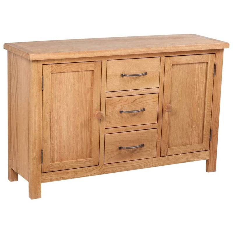 vidaXL Sideboard with 3 Drawers Solid Oak Wood 43.3"x13.2"x27.6", 241677