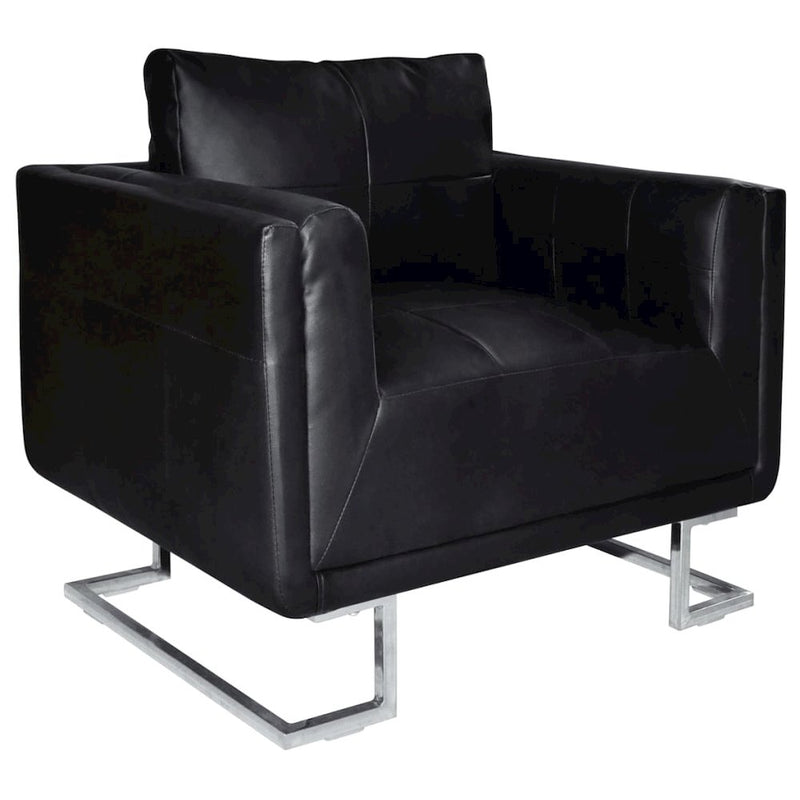 vidaXL Cube Armchair with Chrome Feet Black Leather, 241929