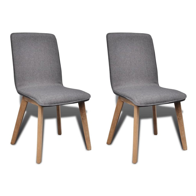 vidaXL Dining Chairs 2 pcs Dark Gray Fabric and Solid Oak Wood, 241903