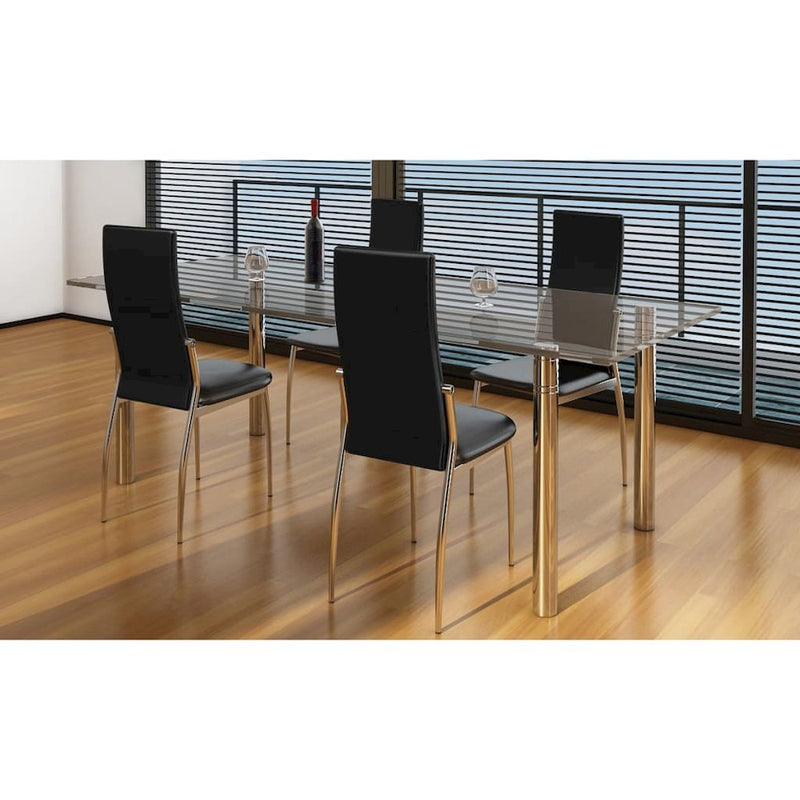 vidaXL Dining Chairs 4 pcs Black Faux Leather, 241909