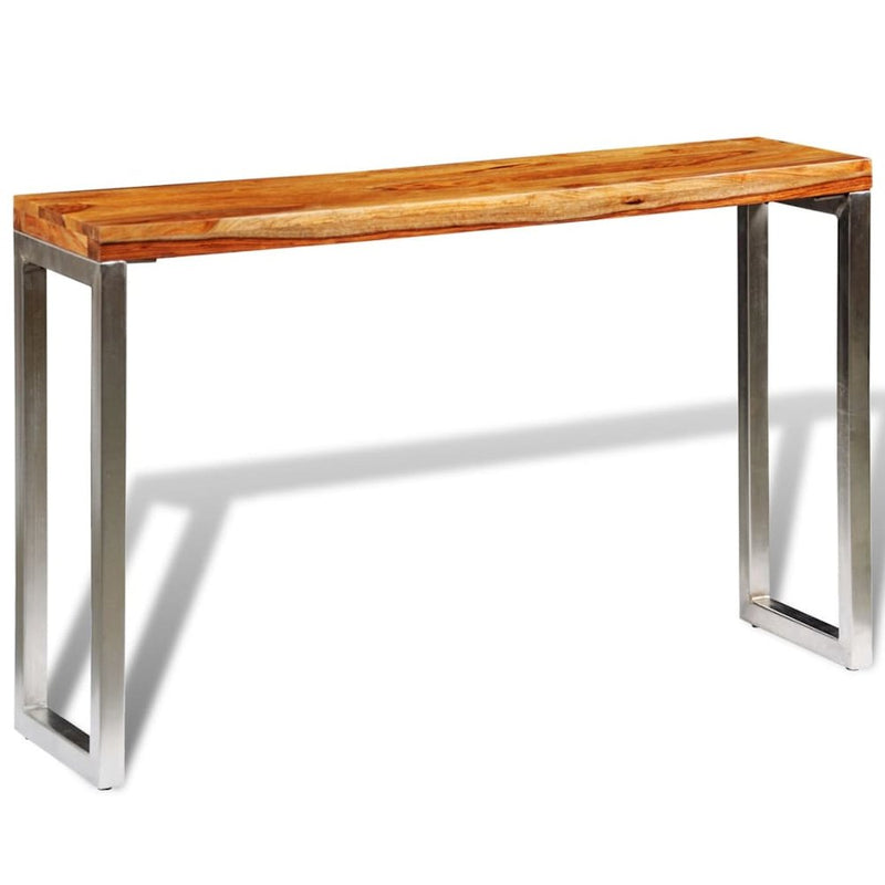 vidaXL Solid Sheesham Wood Console Table with Steel Leg, 242125