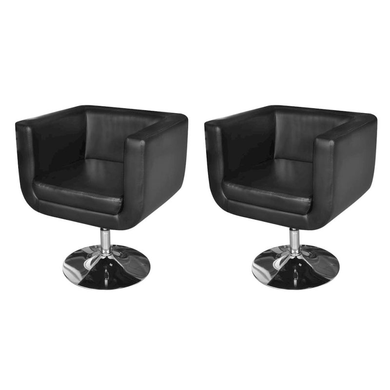 vidaXL Armchairs with Chrome Base 2 pcs Black Faux Leather, 272098