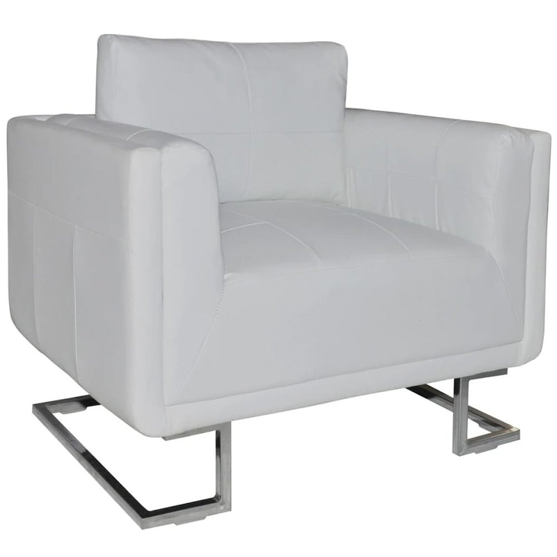 vidaXL Cube Armchair White Leather, 242525