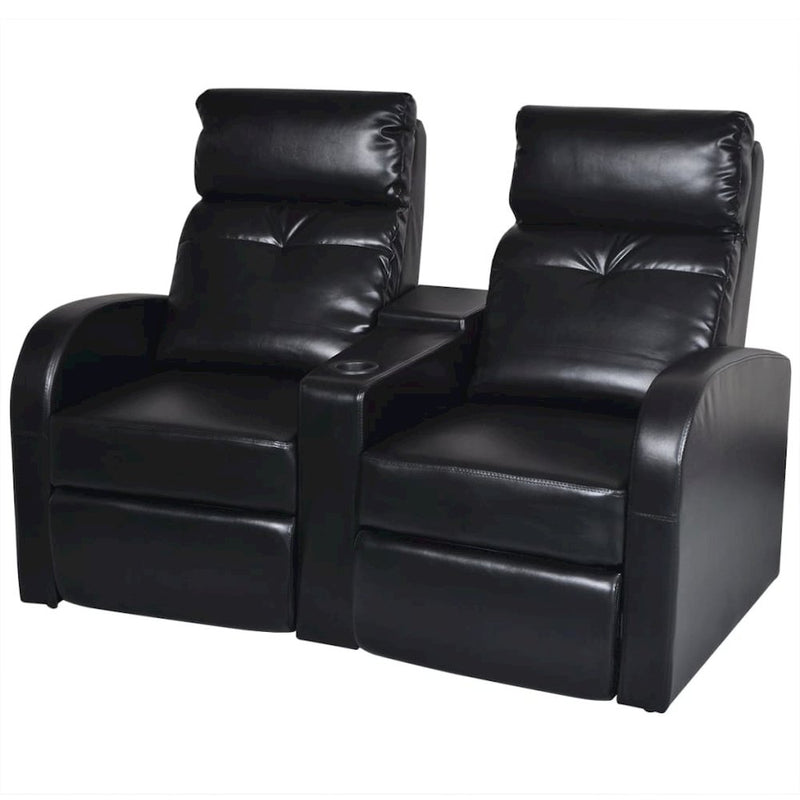 vidaXL 2-Seater Home Theater Recliner Sofa Black Faux Leather, 242541