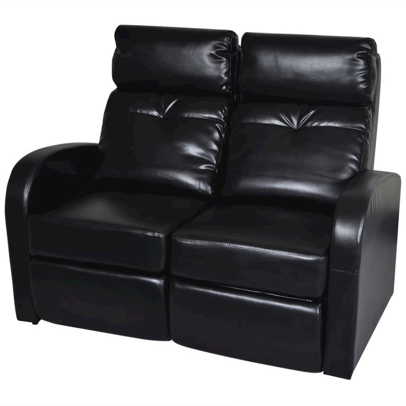 vidaXL 2-Seater Home Theater Recliner Sofa Black Faux Leather, 242542