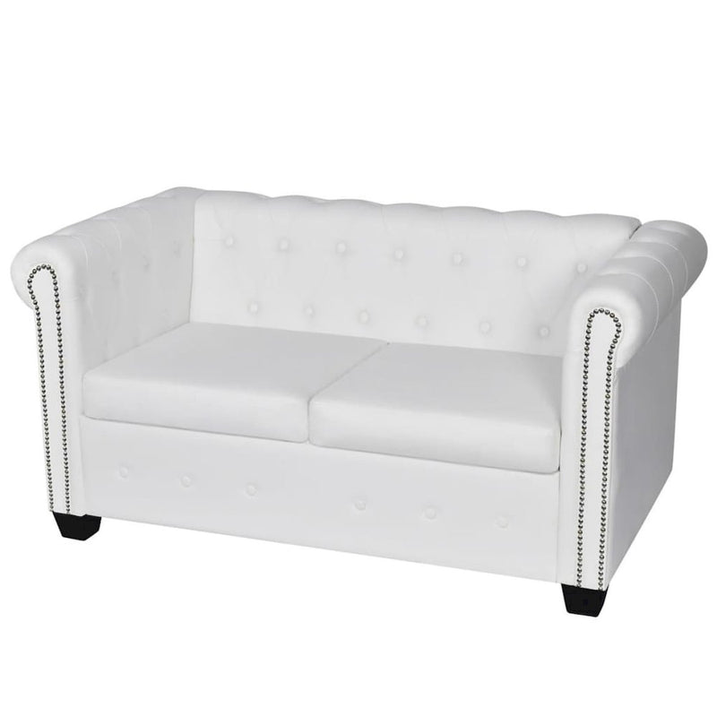 vidaXL Chesterfield 2-Seater Artificial Leather White, 242658