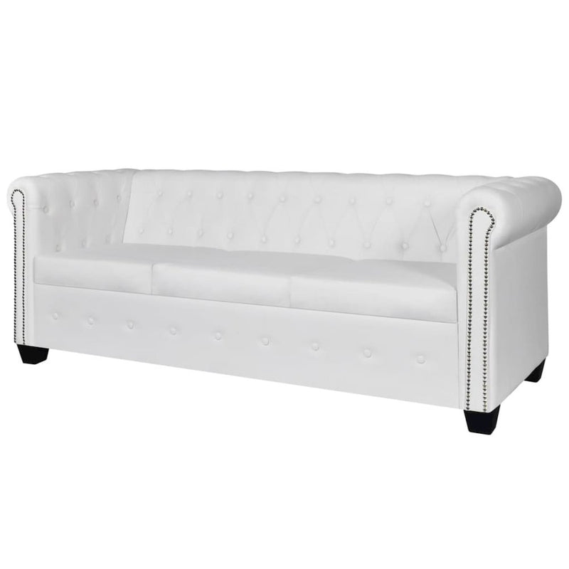 vidaXL Chesterfield 3-Seater Artificial Leather White, 242659