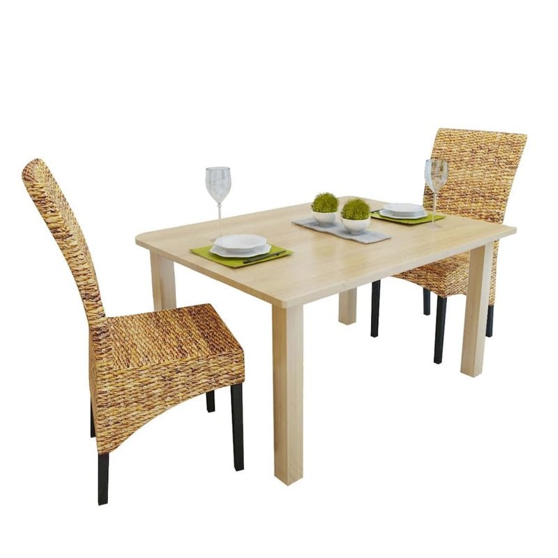 vidaXL Dining Chairs 2 pcs Abaca and Solid Mango Wood, 243234