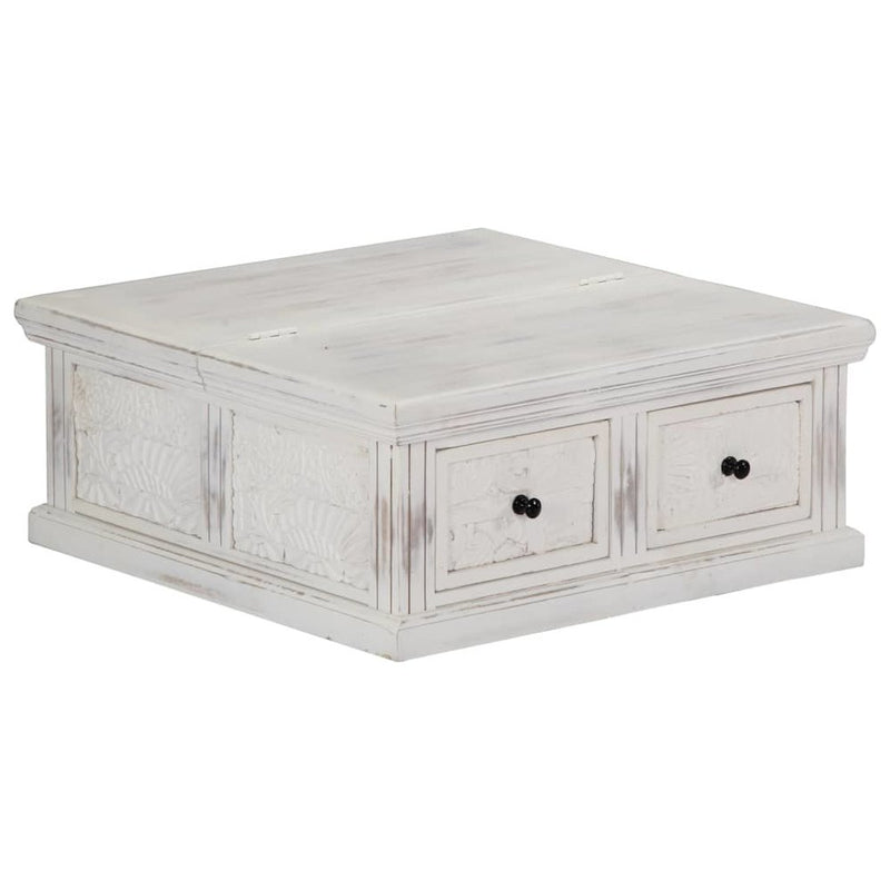 vidaXL Coffee Table White 27.6"x27.6"x11.8" Solid Mango Wood, 249872