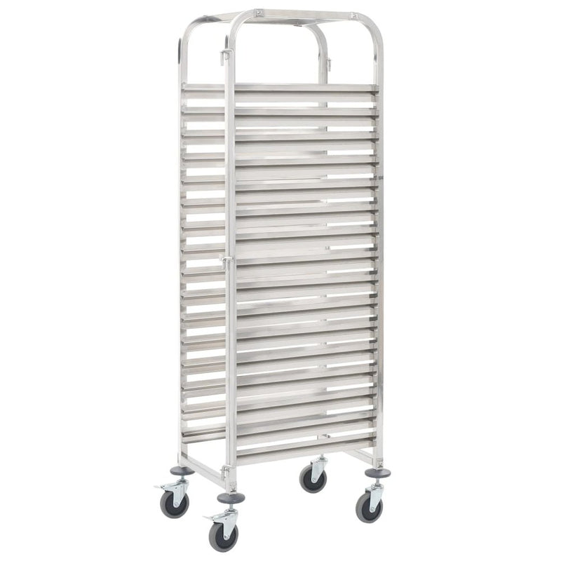 vidaXL Kitchen Trolley for 16 Trays 15"x21.7"x64.2" Stainless Steel, 50920