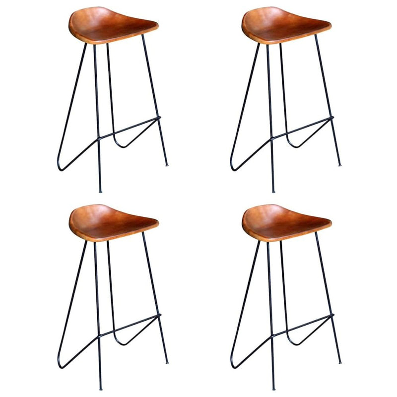 vidaXL Bar Stools 4 pcs Brown Real Leather 6363