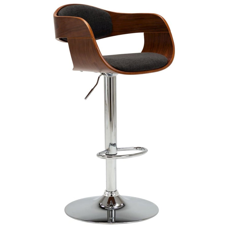 Bar Stool Gray Bent Wood and Fabric