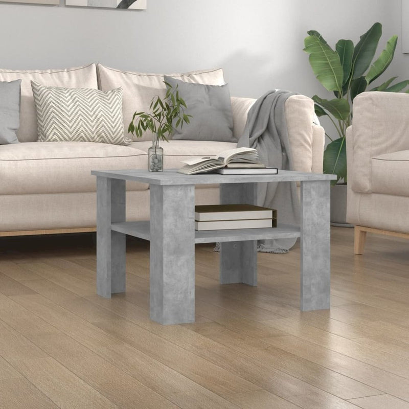 vidaXL Coffee Table Concrete Gray 23.6"x23.6"x16.5" Chipboard, 800211