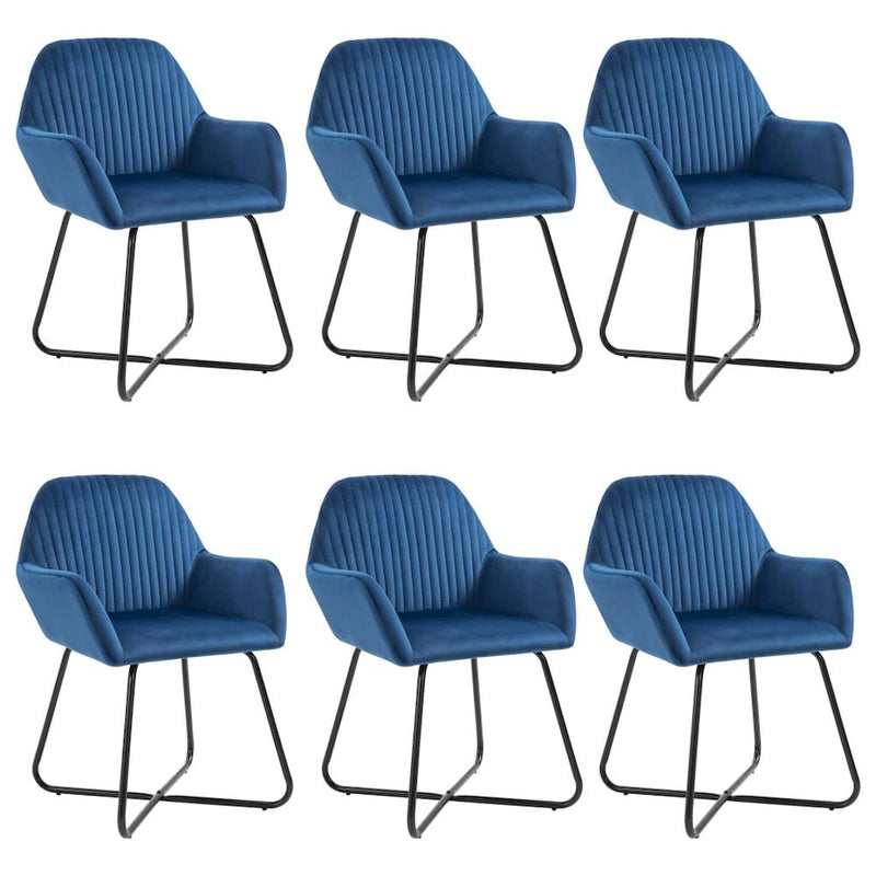 vidaXL Dining Chairs 6 pcs Blue Velvet, 277006