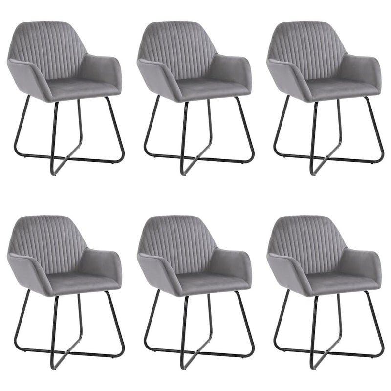 Dining Chairs 6 pcs Gray Velvet