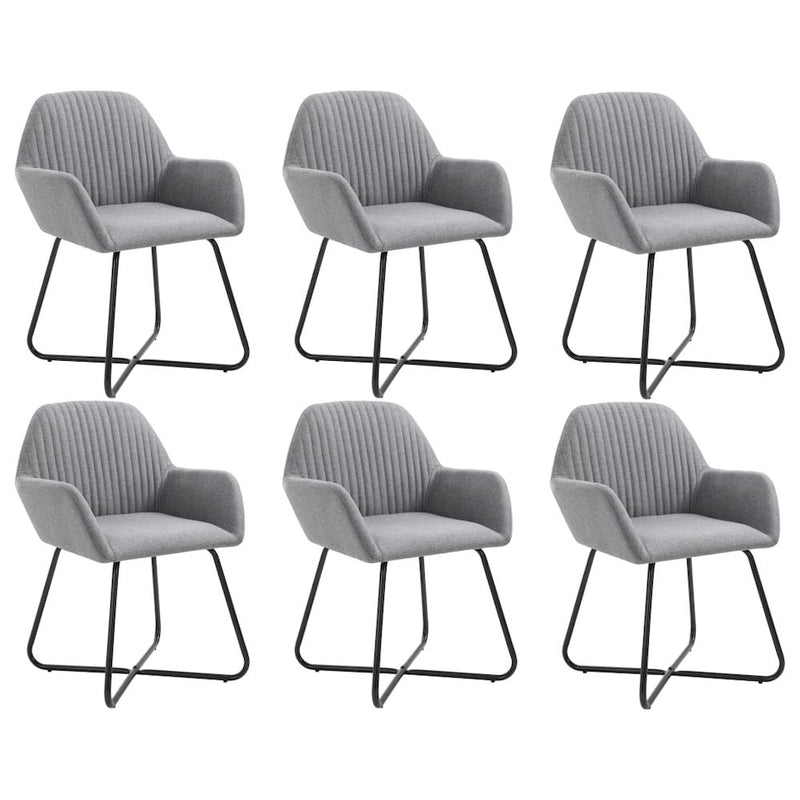 Dining Chairs 6 pcs Light Gray Fabric