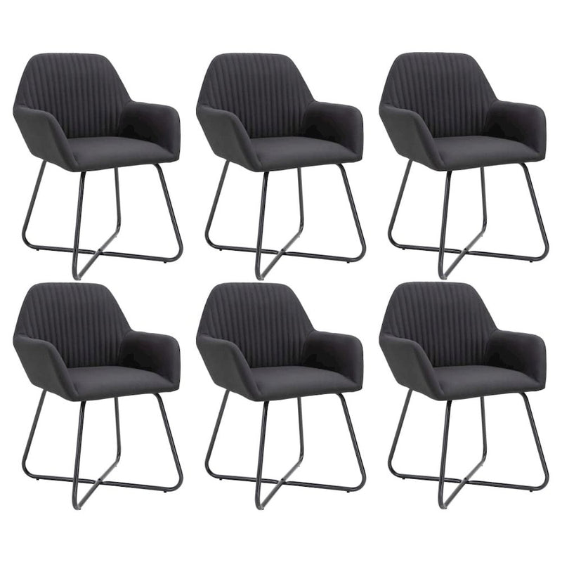 vidaXL Dining Chairs 6 pcs Black Fabric, 277107