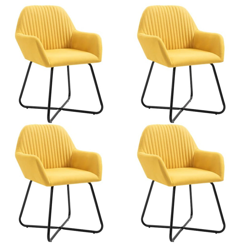 vidaXL Dining Chairs 4 pcs Yellow Fabric, 277108