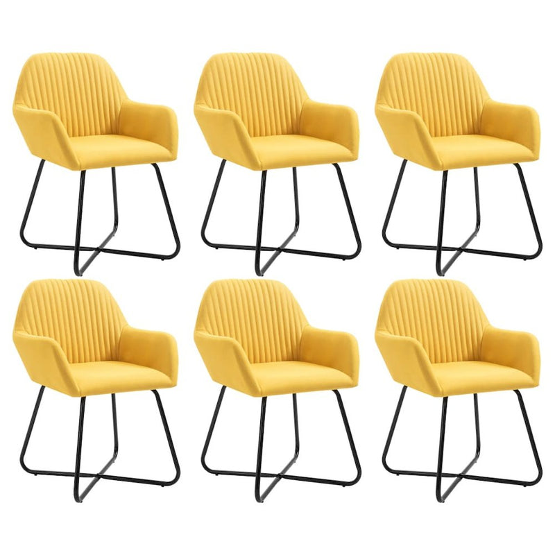 vidaXL Dining Chairs 6 pcs Yellow Fabric, 277109