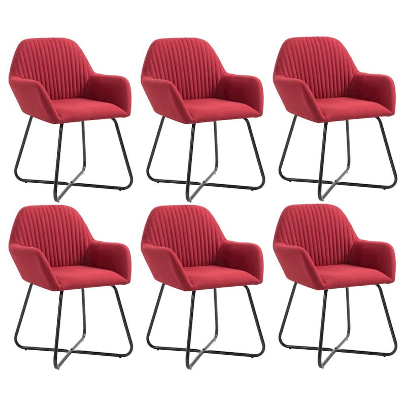 vidaXL Dining Chairs 6 pcs Wine Red Fabric, 277111