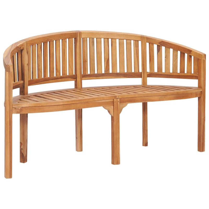 vidaXL Banana Bench 59.4" Solid Teak Wood, 48021