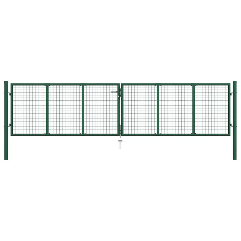 vidaXL Mesh Garden Gate Steel 157.5"x39.4" Green