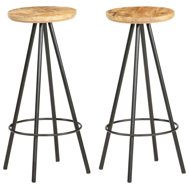 vidaXL Bar Stools 2 pcs Rough Mango Wood, 286614