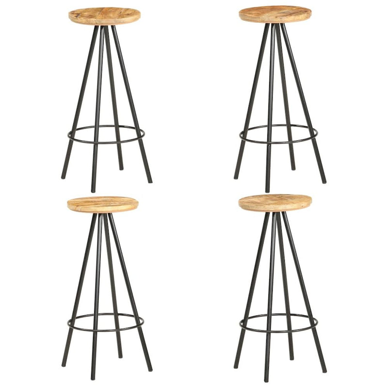 vidaXL Bar Stools 4 pcs Rough Mango Wood, 286615